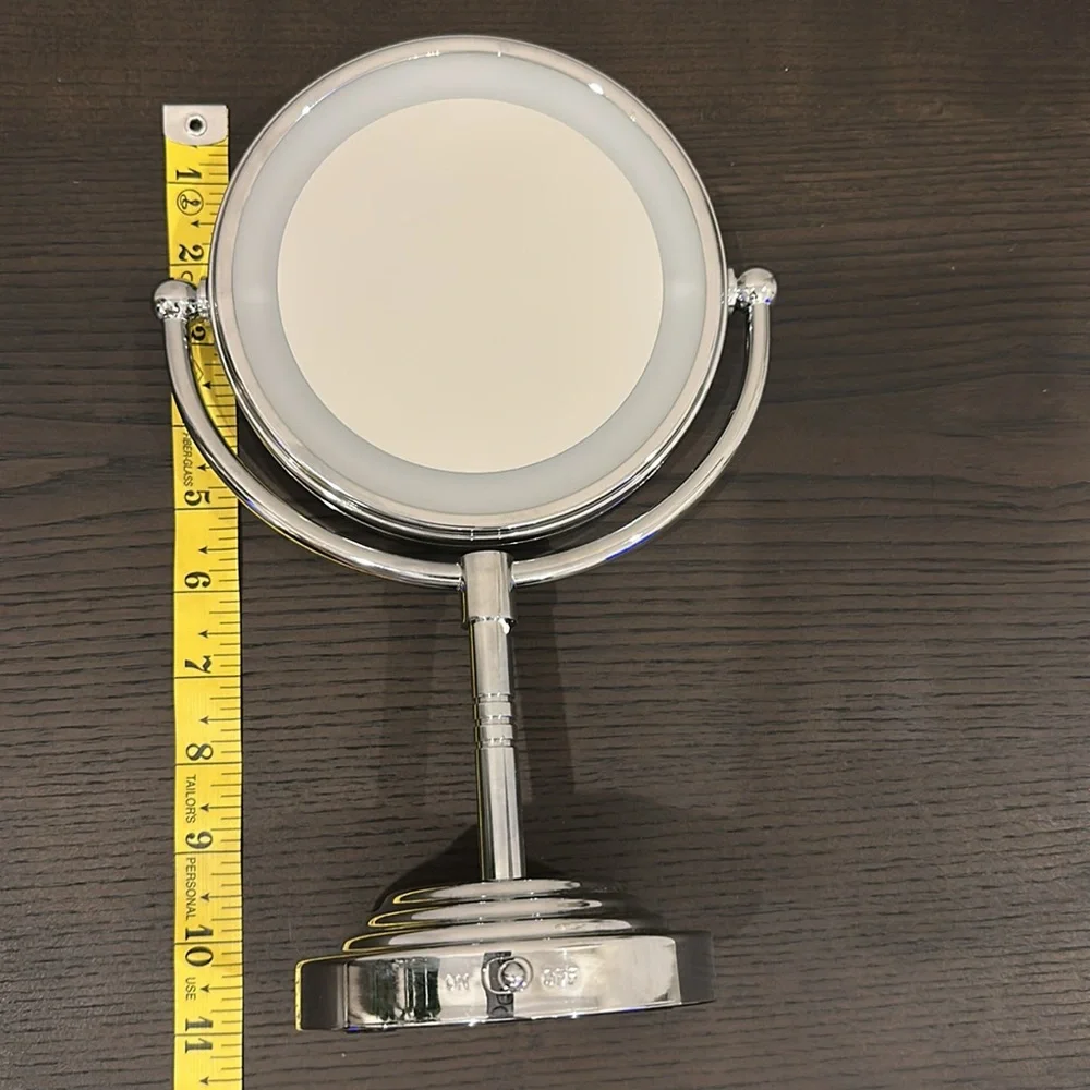 Small Silver Double-sided Lighted Vanity Mirror
